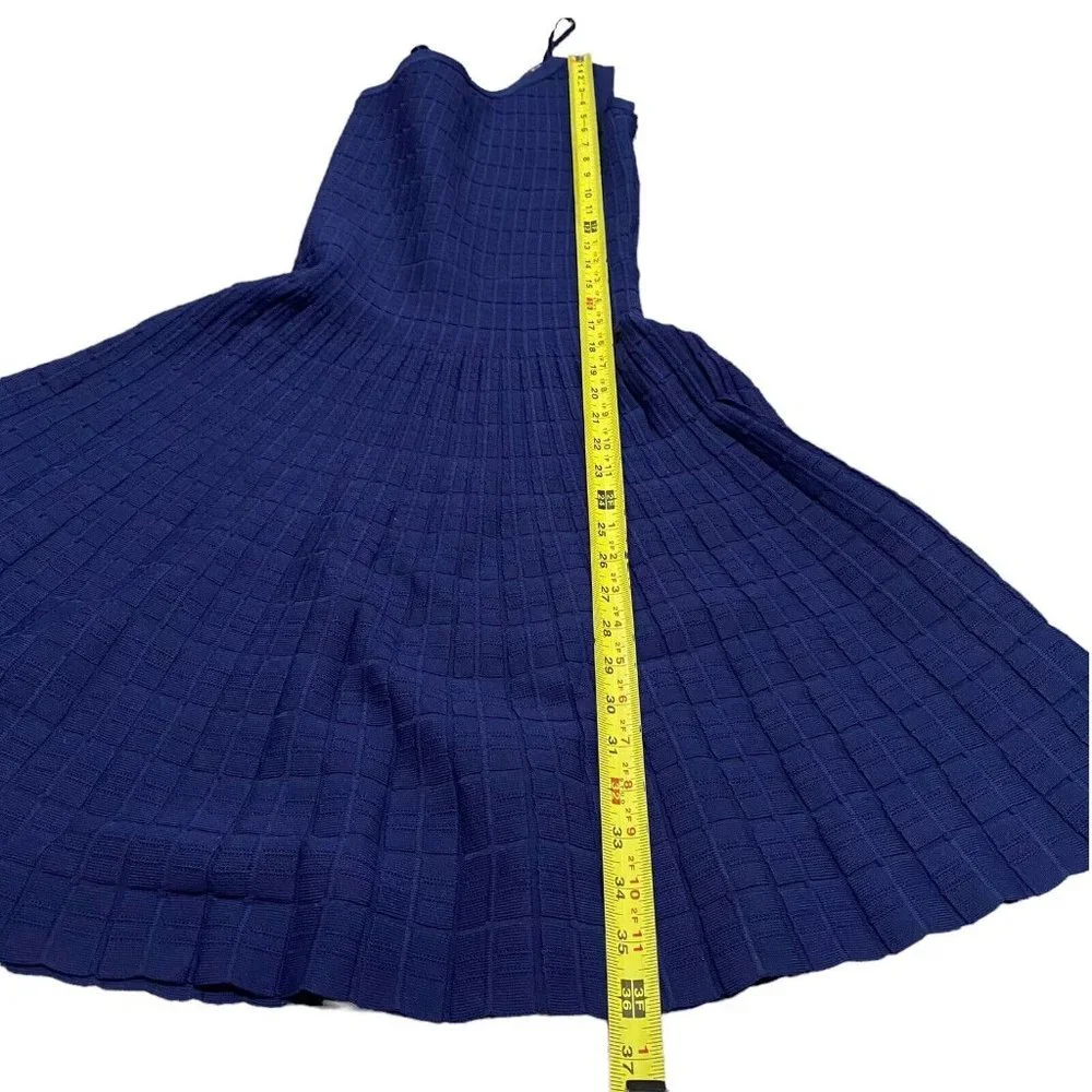 MICHAEL KORS One shoulder jacquard knit Blue dress Asymmetrical Stretch XXS NWT